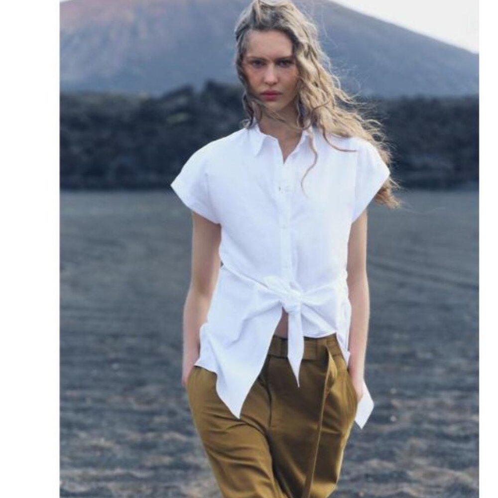 ZW COLLECTION KNOTTED POPLIN SHIRT